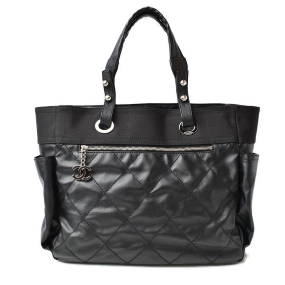 Chanel Boston Bag Nylon Canvas Quilting Shoulder Bag Black - Picture 1 of 13
